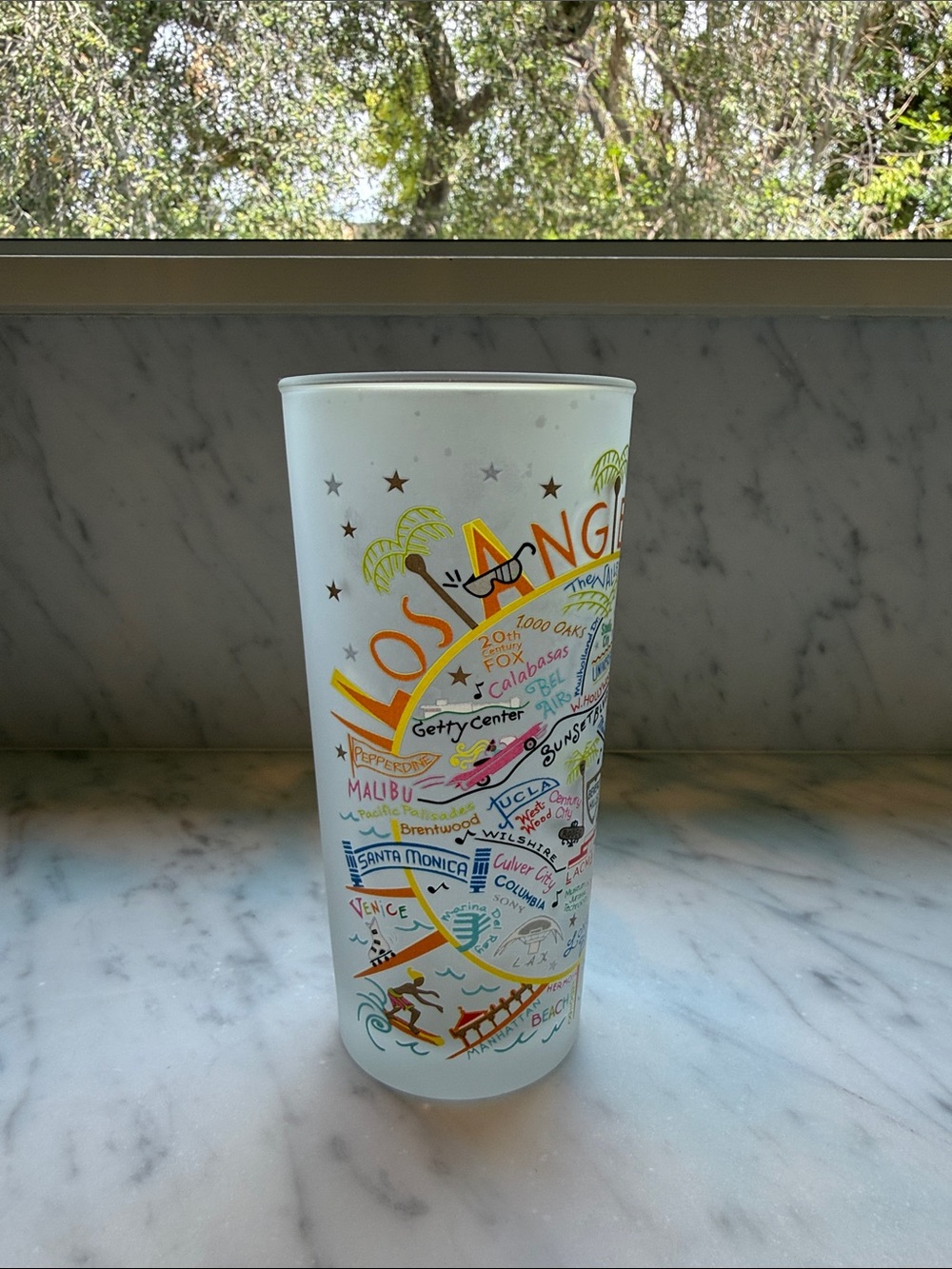 CatStudio Los Angeles Illustrated Souvenir Tall Glass - Multicolor